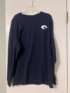 Costa Navy Long Sleeve Shirt with White Chest Logo